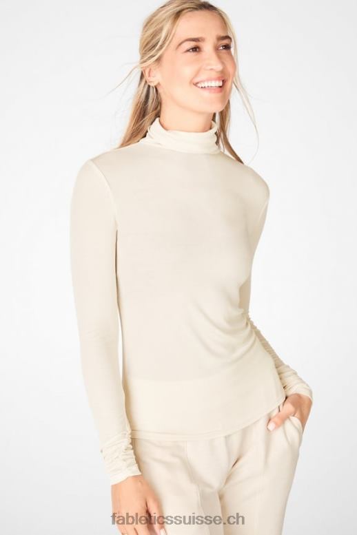 femmes haut jess à manches longues et col roulé B0B6R2673 latté Fabletics