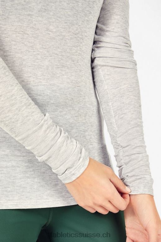 femmes haut jess à manches longues et col roulé B0B6R2675 gris clair chiné Fabletics