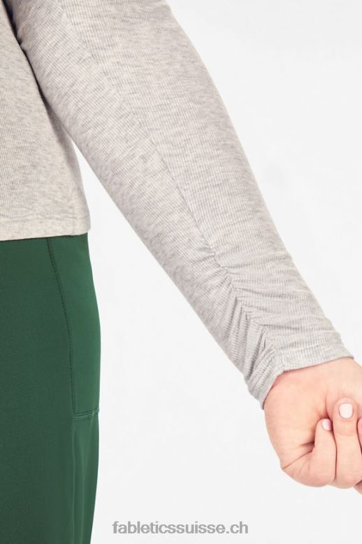 femmes haut jess à manches longues et col roulé B0B6R2676 gris clair chiné Fabletics