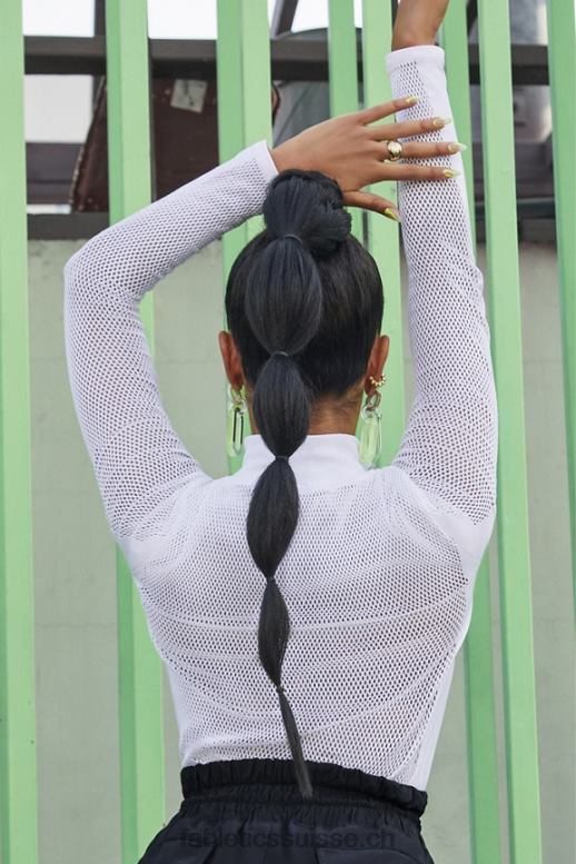 femmes haut à manches longues en maille sculpturale arleta B0B6R2720 blanc Fabletics