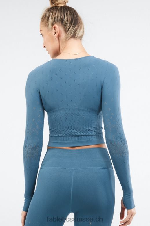 femmes haut à manches longues en tricot sculpté ashton B0B6R2696 fer bleu Fabletics