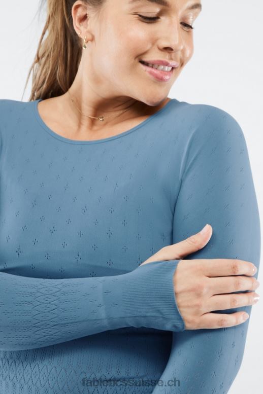 femmes haut à manches longues en tricot sculpté ashton B0B6R2697 fer bleu Fabletics