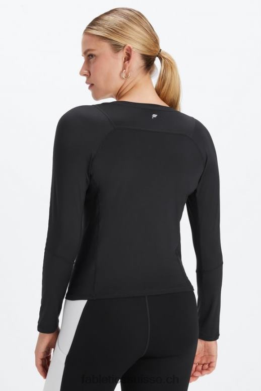 femmes haut à manches longues et col v phoenix lite B0B6R2590 coup de grâce noir/blanc classique Fabletics