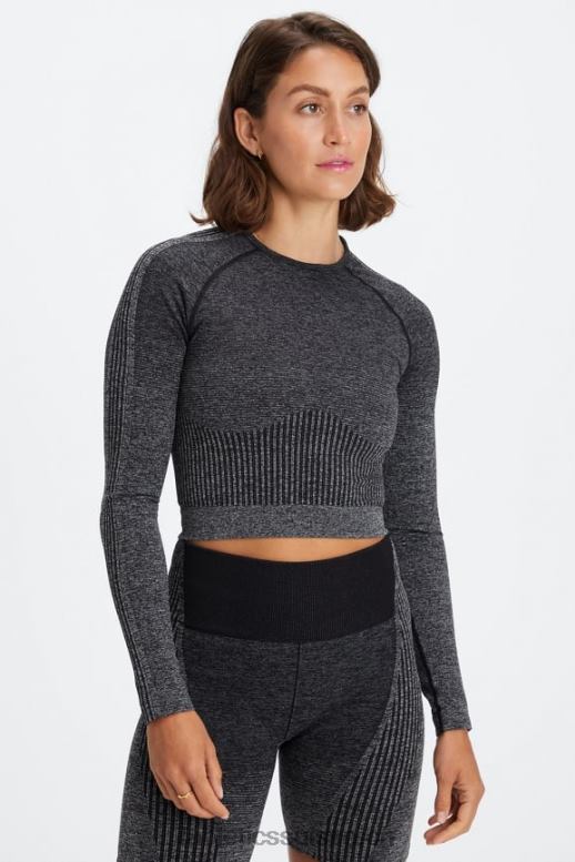 femmes haut à manches longues sans coutures B0B6R2641 noir/gris minéral Fabletics