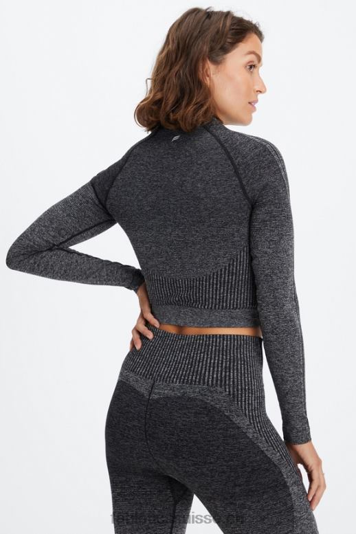 femmes haut à manches longues sans coutures B0B6R2641 noir/gris minéral Fabletics