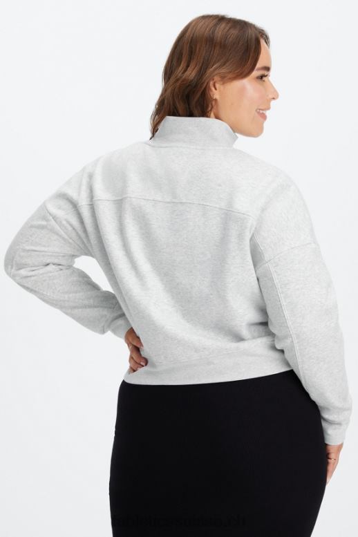 femmes pull zippé à col montant catarina B0B6R2643 gris clair chiné Fabletics