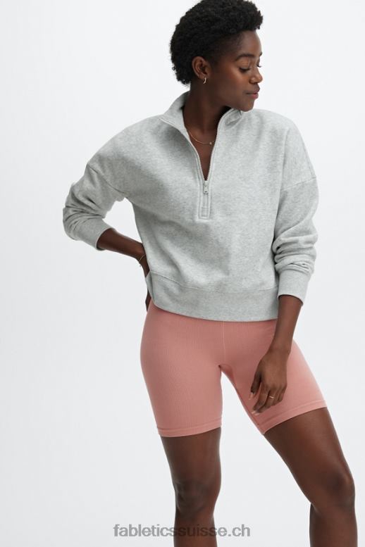 femmes pull zippé à col montant catarina B0B6R2643 gris clair chiné Fabletics