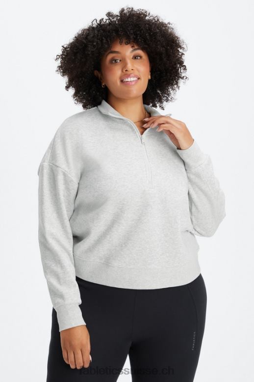 femmes pull zippé à col montant catarina B0B6R2644 gris clair chiné Fabletics