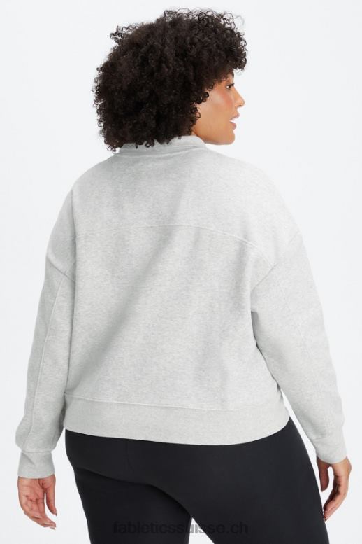 femmes pull zippé à col montant catarina B0B6R2644 gris clair chiné Fabletics