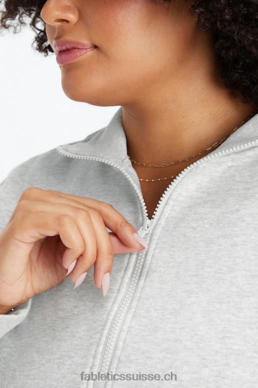 femmes pull zippé à col montant catarina B0B6R2644 gris clair chiné Fabletics