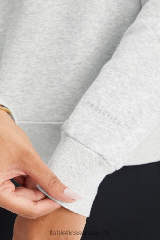 femmes pull zippé à col montant catarina B0B6R2644 gris clair chiné Fabletics