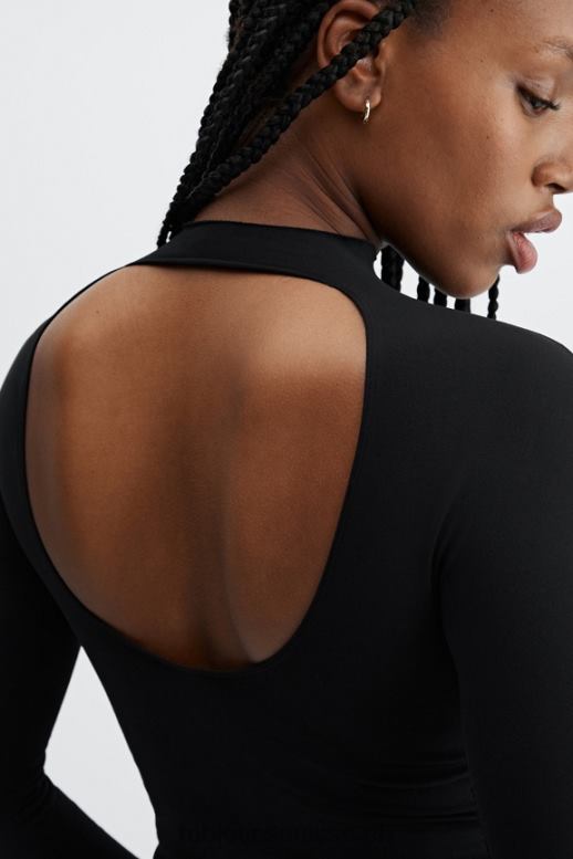 femmes ruby sculptknit dos ouvert à manches longues B0B6R2669 noir Fabletics