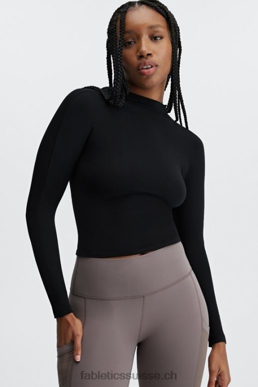 femmes ruby sculptknit dos ouvert à manches longues B0B6R2669 noir Fabletics
