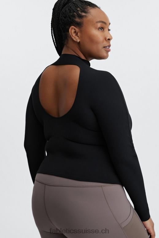 femmes ruby sculptknit dos ouvert à manches longues B0B6R2670 noir Fabletics
