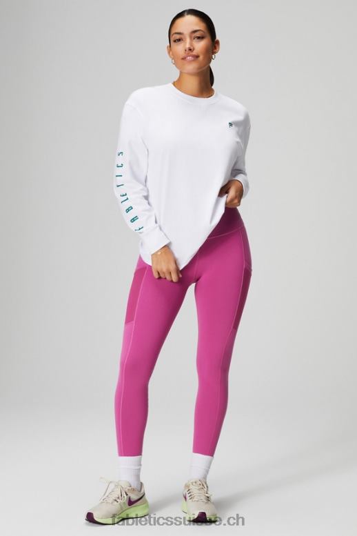 femmes t-shirt boyfriend à manches longues B0B6R2604 sport classique blanc/ombré Fabletics