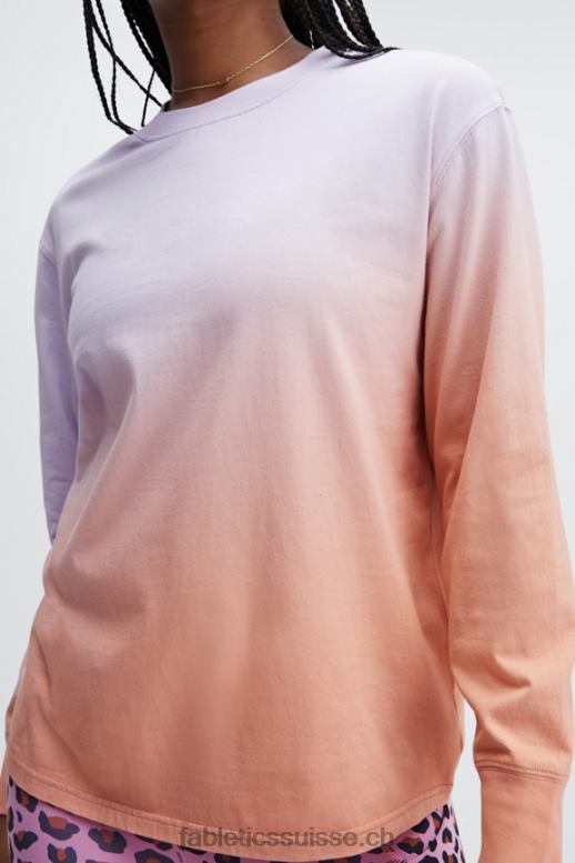 femmes t-shirt boyfriend à manches longues B0B6R2605 iris flou/teinture rose Fabletics