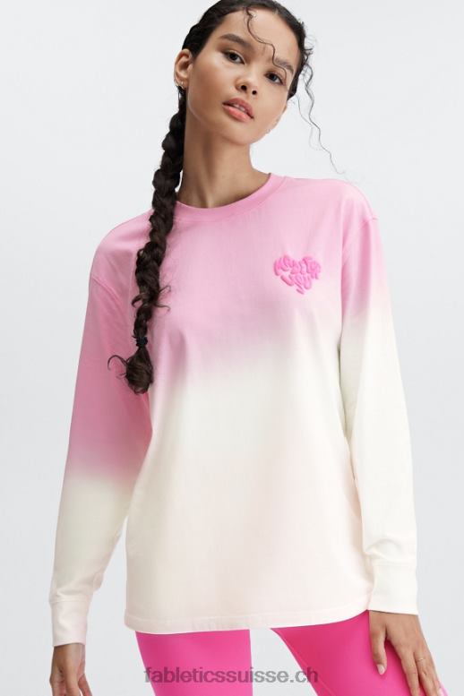 femmes t-shirt boyfriend à manches longues B0B6R2606 ma chérie rose/blanc Fabletics