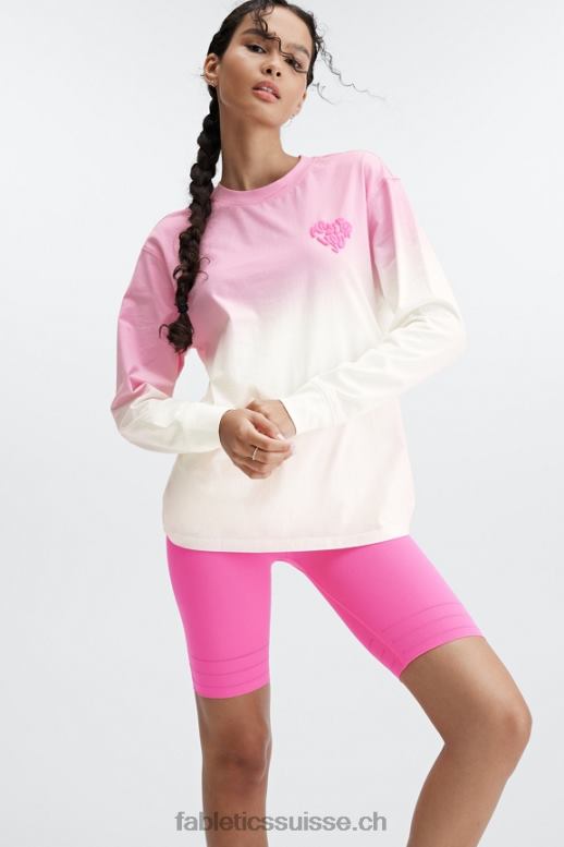femmes t-shirt boyfriend à manches longues B0B6R2606 ma chérie rose/blanc Fabletics