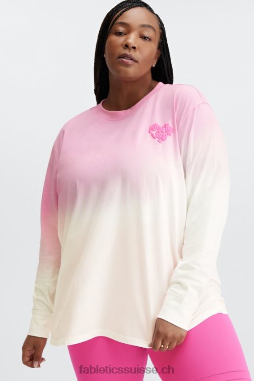 femmes t-shirt boyfriend à manches longues B0B6R2607 ma chérie rose/blanc Fabletics
