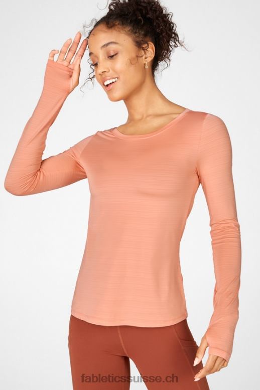 femmes t-shirt écoresponsable à manches longues B0B6R2717 pêche Fabletics
