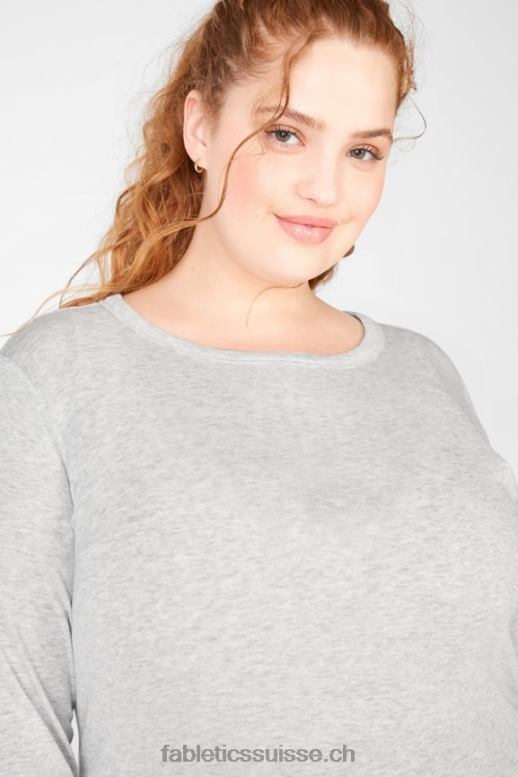 femmes t-shirt jess à manches longues B0B6R2733 gris clair chiné Fabletics
