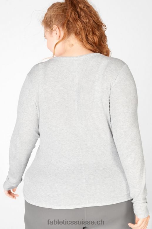 femmes t-shirt jess à manches longues B0B6R2733 gris clair chiné Fabletics