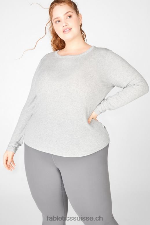 femmes t-shirt jess à manches longues B0B6R2733 gris clair chiné Fabletics