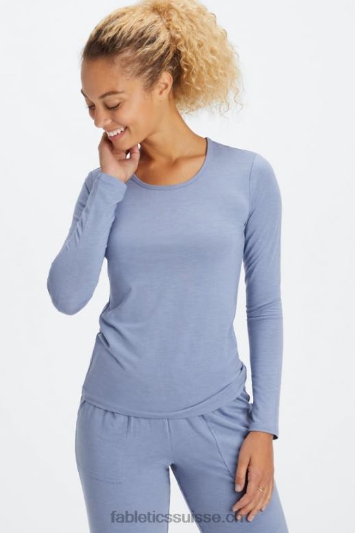 femmes t-shirt à manches longues B0B6R2639 jean délavé Fabletics