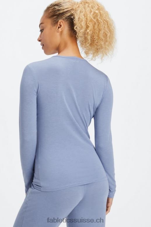 femmes t-shirt à manches longues B0B6R2639 jean délavé Fabletics