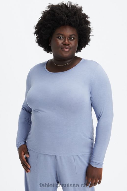 femmes t-shirt à manches longues B0B6R2640 jean délavé Fabletics