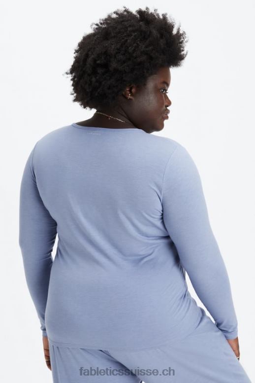 femmes t-shirt à manches longues B0B6R2640 jean délavé Fabletics