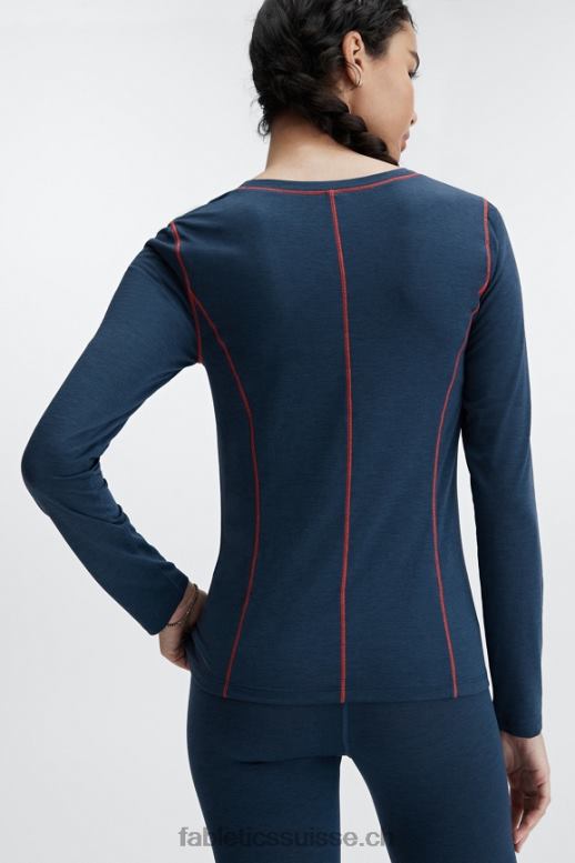 femmes top à manches longues en laine B0B6R2631 bleu nova chiné Fabletics