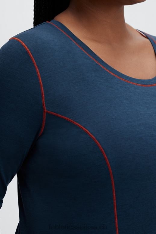 femmes top à manches longues en laine B0B6R2632 bleu nova chiné Fabletics