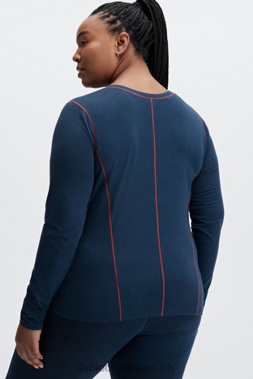 femmes top à manches longues en laine B0B6R2632 bleu nova chiné Fabletics