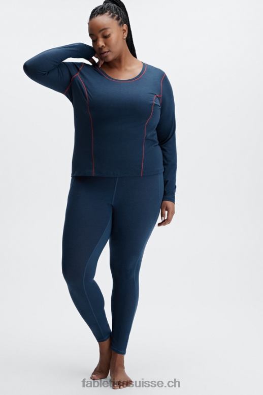 femmes top à manches longues en laine B0B6R2632 bleu nova chiné Fabletics