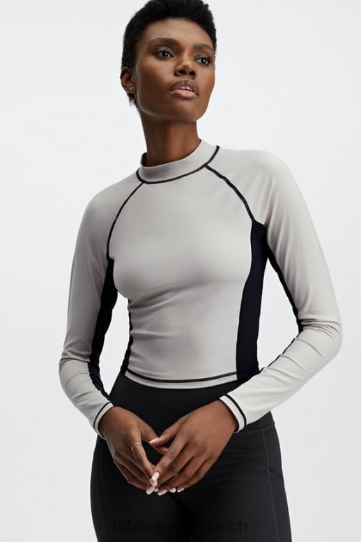 femmes top à manches longues et col montant giana B0B6R2679 frêne/noir Fabletics