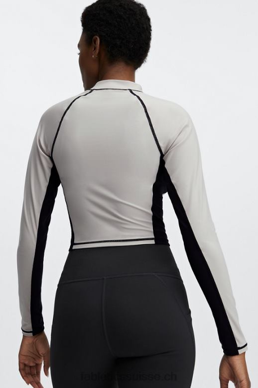 femmes top à manches longues et col montant giana B0B6R2679 frêne/noir Fabletics