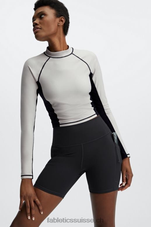 femmes top à manches longues et col montant giana B0B6R2679 frêne/noir Fabletics