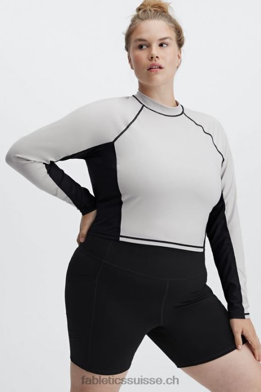 femmes top à manches longues et col montant giana B0B6R2680 frêne/noir Fabletics
