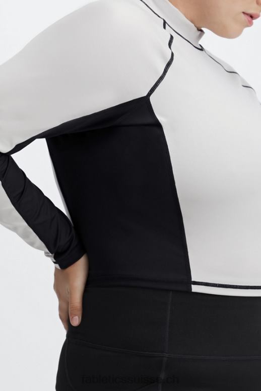 femmes top à manches longues et col montant giana B0B6R2680 frêne/noir Fabletics
