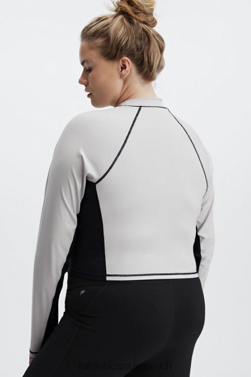 femmes top à manches longues et col montant giana B0B6R2680 frêne/noir Fabletics