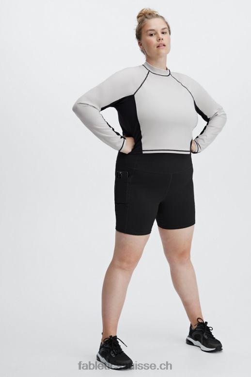 femmes top à manches longues et col montant giana B0B6R2680 frêne/noir Fabletics