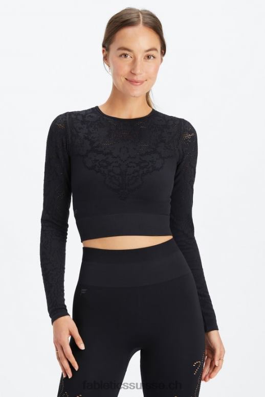 femmes top à manches longues sans couture flora B0B6R2621 noir Fabletics