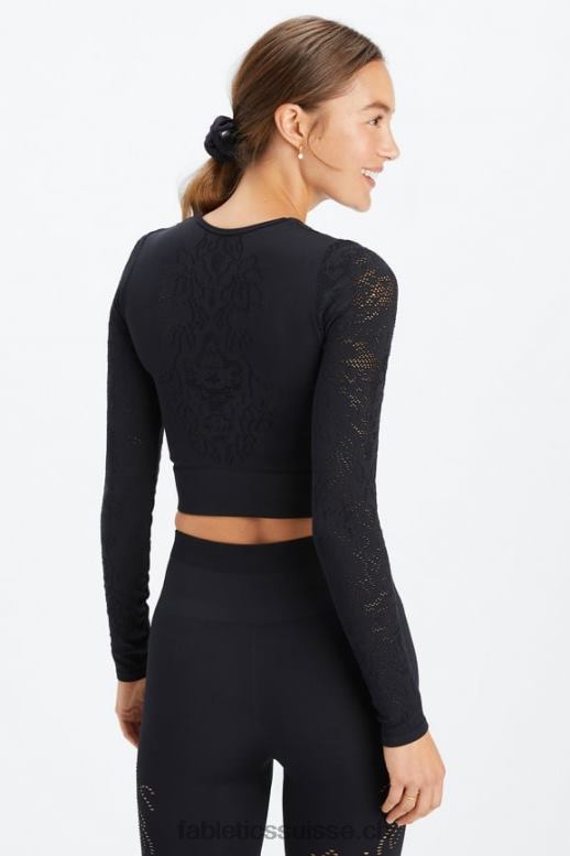 femmes top à manches longues sans couture flora B0B6R2621 noir Fabletics