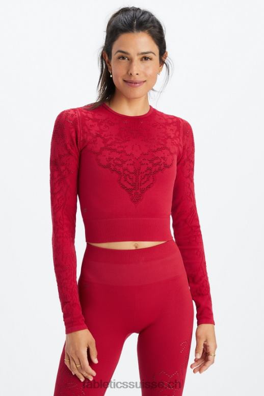 femmes top à manches longues sans couture flora B0B6R2622 rouge foncé Fabletics