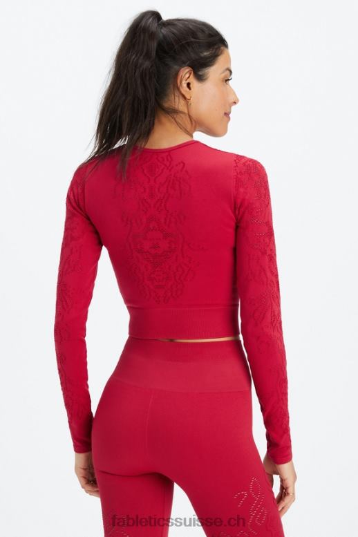 femmes top à manches longues sans couture flora B0B6R2622 rouge foncé Fabletics