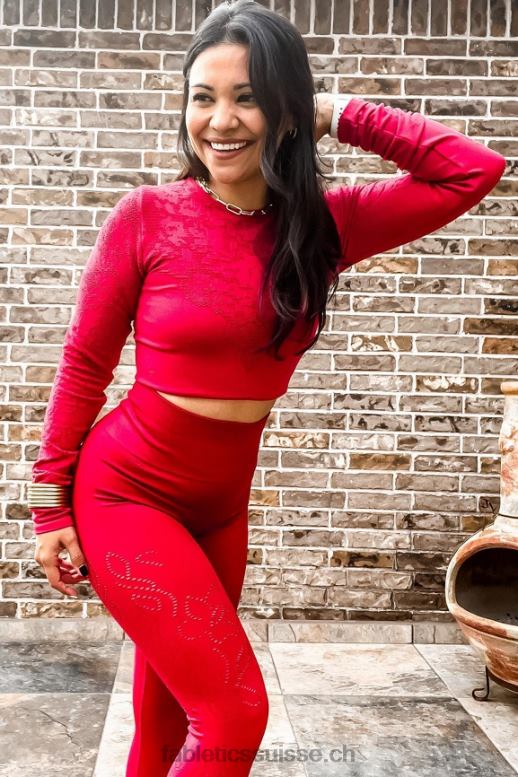 femmes top à manches longues sans couture flora B0B6R2622 rouge foncé Fabletics