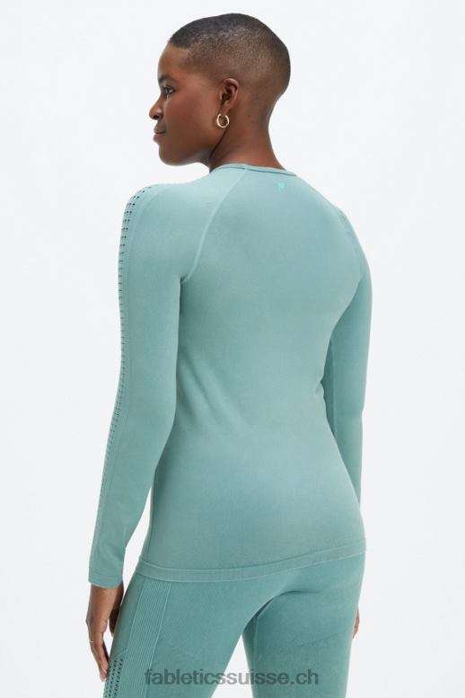 femmes top à manches longues sans couture sync B0B6R2594 vague arctique lavée Fabletics