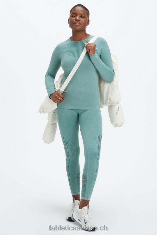 femmes top à manches longues sans couture sync B0B6R2594 vague arctique lavée Fabletics
