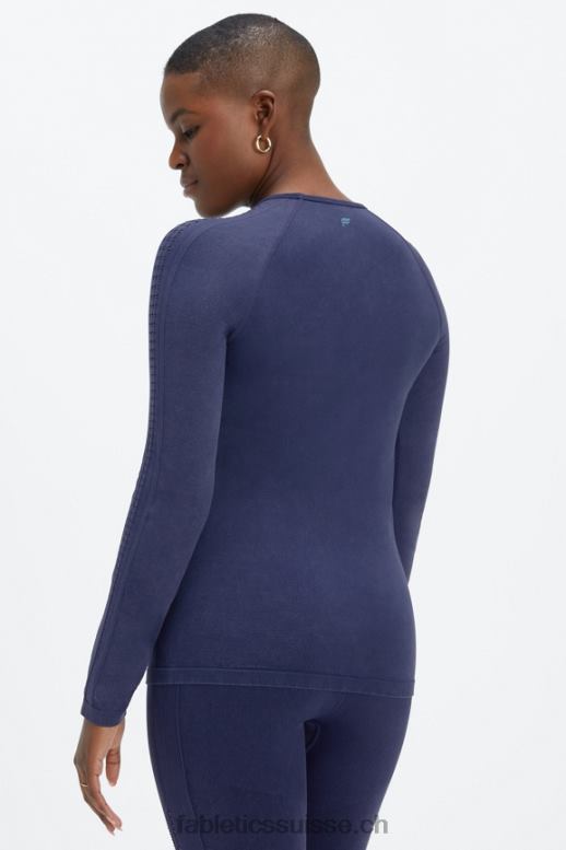 femmes top à manches longues sans couture sync B0B6R2595 bleu marine délavé Fabletics